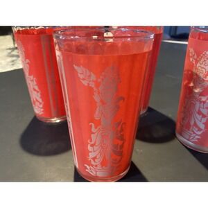 5 Siam Thai Goddess Mid century Modern Orang/red And Gold 5 Inch Glass Tumblers